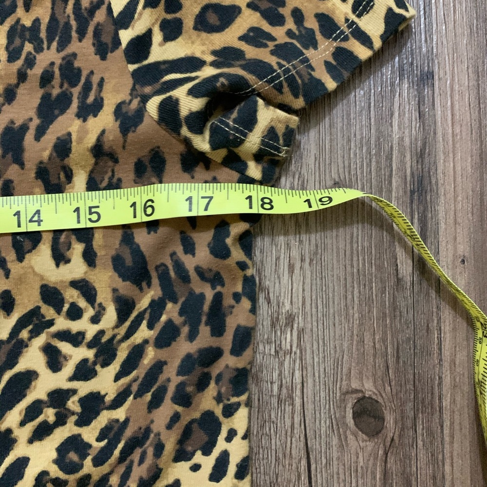 Chaps Leopard Animal Print Short Sleeve Large Top - Picture 10 of 11